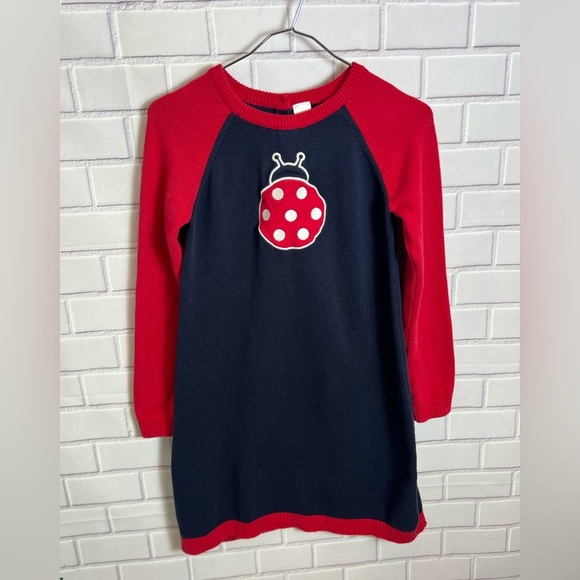 GYMBOREE Girls Intarsia Sweater Dress - Little Ladybug blue/size 12 - Picture 6 of 8